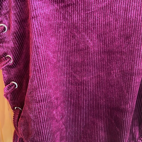 IHeartRaves Maroon Lace Up Ribbed Bodysuit - Picture 3 of 5